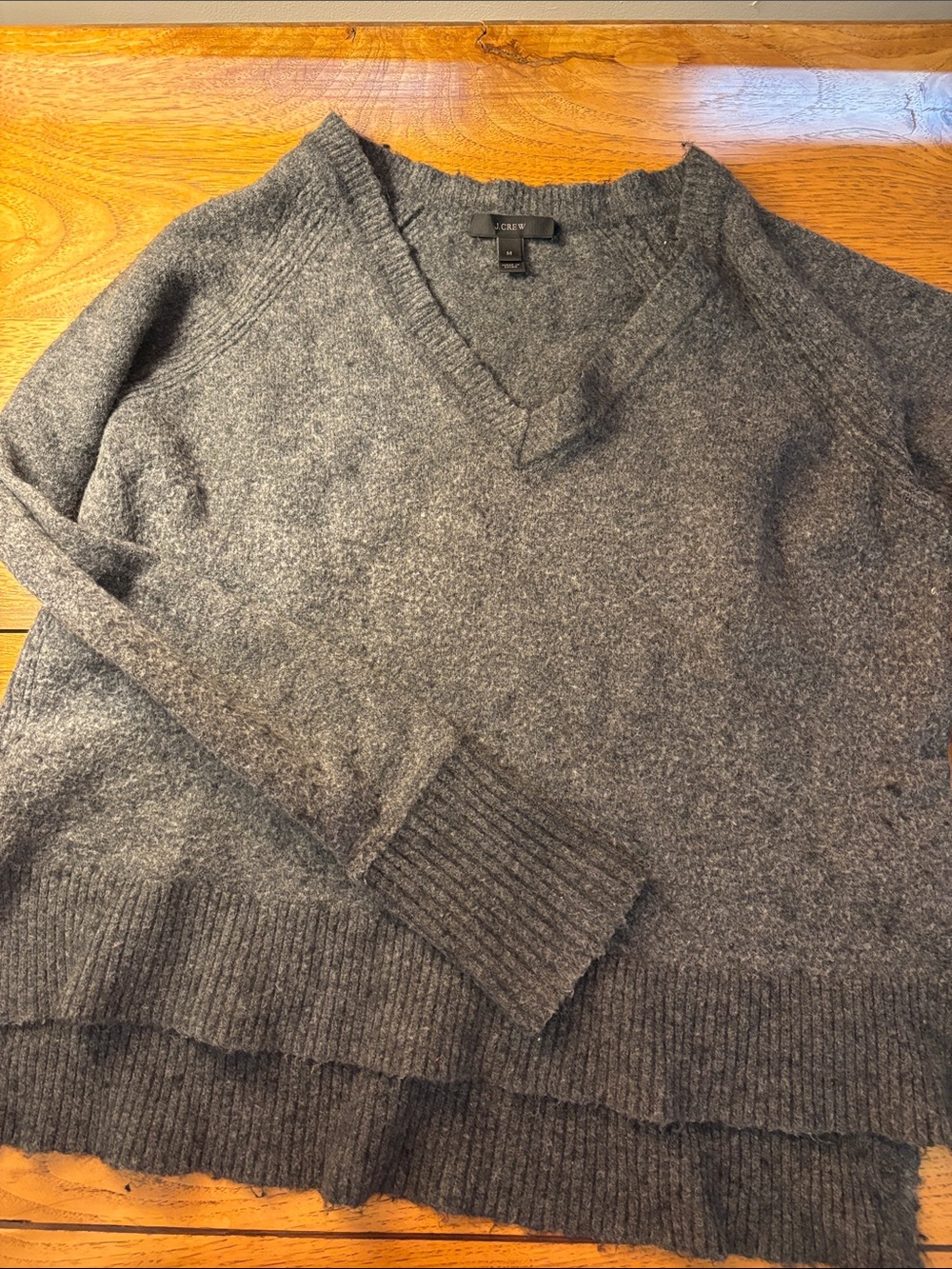 J. Crew Women’s V-Neck Gray Wool Blend Sweater